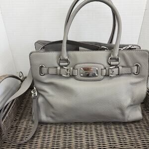 Michael Kors Hamilton Gray Satchel Crossbody Shoulder Bag Satchel Pebble Leather